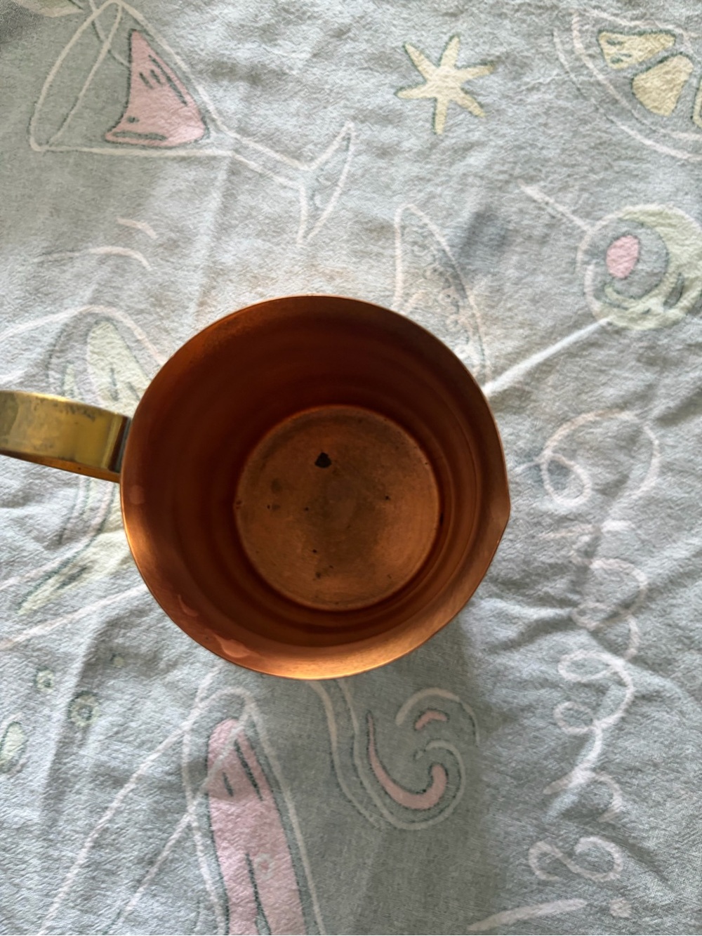 Copper Finish Milk Pitcher with Brass-Colored Handle - Picture 3 of 6